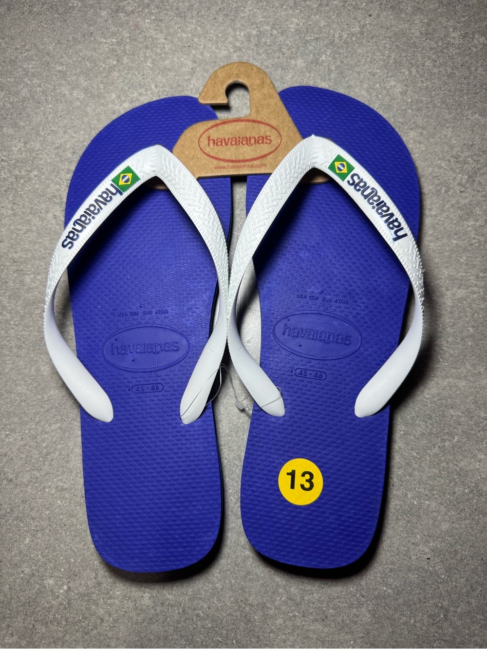 Havaianas Men's Blue Flip Flops with White Straps